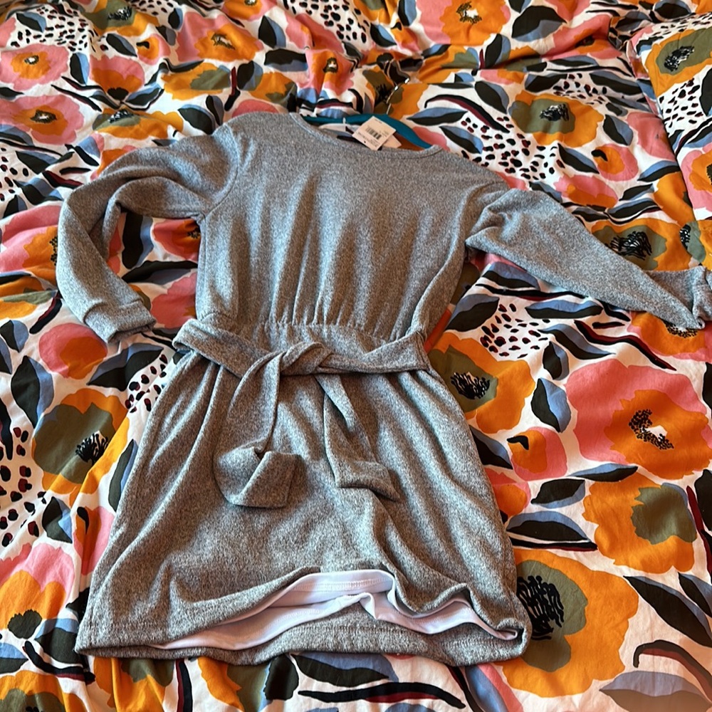 Fraiche by J Tie Front Long Sleeve Sweater Dress